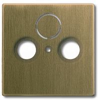 Лицевая панель ABB Династия для 3-м. розетки TV+R+SAT античная латунь картинка